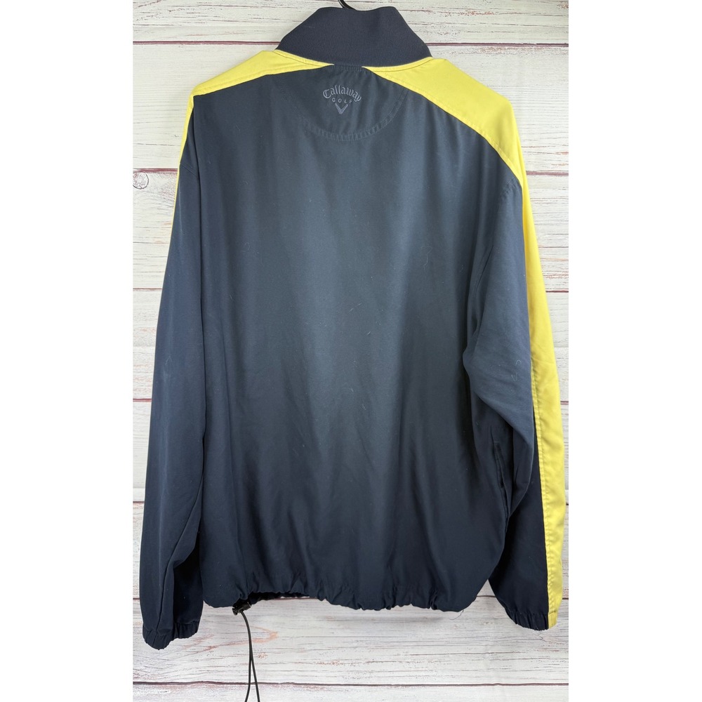 Callaway Golf Mens Quarter Zip Windbreaker Navy Blue Yellow Pullover Jacket - Picture 2 of 5